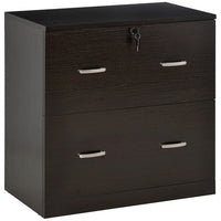 Vinsetto - Armoire de classement latérale à 2 tiroirs avec serrure - espresso-Armoire à dossiers à 2 tiroirs pouvant accueillir des dossiers suspendus format lettre 