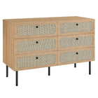 Modway - Chaucer Compact à 6 tiroirs Commode, Chêne-Commode moderne à 6 tiroirs