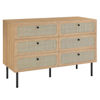 Modway - Chaucer Compact à 6 tiroirs Commode, Chêne-Commode moderne à 6 tiroirs