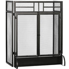 HOMCOM - Pare-étincelles pliant de foyer autoportant à 3 panneaux avec porte, noir-Double porte pour ajouter facilement le combustible, nettoyer les cendres 