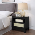 Manhattan Comfort - Table de nuit Sheridan 54,9 cm style mid-century moderne - Noir-Matériau de canne en PVC de haute qualité avec cadre en MDF finition mélaminée