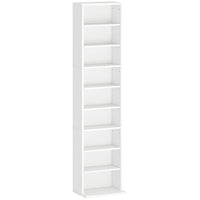 HOMCOM - Armoire de rangement multimédia à 9 niveaux - 55.1 po H - blanc-Peut contenir jusqu'à 260 CD sur neuf étagères