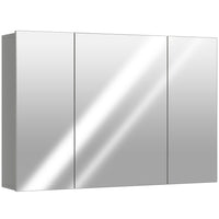 Kleankin - Armoire à pharmacie murale avec miroir - 35 po l x 24 po P - gris-Conception murale, prend peu de place 