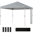 Outsunny - Tente auvent pliante 9.6 pi l x 9.6 pi L avec poches - Installation facile à 1 bouton - Gris clair-Comprend un design pop-up avec un verrou central à une pression pour une installation sans outil en seulement 30 minutes