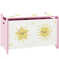 Qaba - Coffre de rangement pour enfants avec couvercle - rose-Grand espace de rangement pour les jouets, les livres et les vêtements  
