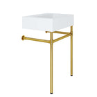 Modway - Redeem Acier inoxydable doré fixé au mur de 24" Vanette de salle de bain - Or Blanc-Bassin d’évier en céramique