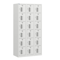 Ceha - Casier NH Series 6 niveaux, aérations avant, acier de qualité commerciale, expédition rapide, batterie de 3 - Serrure à tige standard, gris clair-Aérations avant à trous pour la circulation de l'air