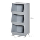 HOMCOM - Armoire de rangement pour enfants avec 3 étagères pour salle de jeux, chambre - gris-Système anti-basculement pour la sécurité des enfants  
