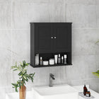 kleankin - Armoire murale de salle de bain style ferme - noir-Étagère réglable dans l’armoire pour des articles de différentes tailles