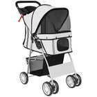 PawHut - Poussette pliable pour chien, coussin amovible et lavable et panier de rangement - gris-Cadre en acier solide et tissu robuste se replient de manière compacte pour un transport facile 