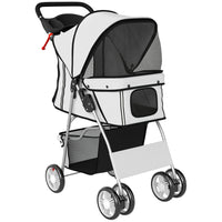 PawHut - Poussette pliable pour chien, coussin amovible et lavable et panier de rangement - gris-Cadre en acier solide et tissu robuste se replient de manière compacte pour un transport facile 