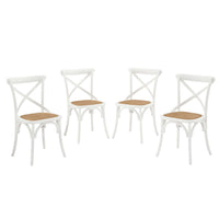 Modway - Gear Fauteuil d’appoint de salle à manger Ensemble de 4 - Blanc-Jambes effilées