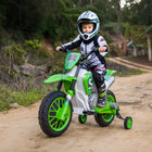 Aosom - moto tout-terrain électrique pour enfants 12v, moto ride-on à batterie - vert-Deux roues lisses et système de double absorption des chocs 