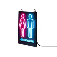 Futech - Panneau de toilettes intérieures - Néon bleu/rouge-Éclairage LED continu et lumineux : Lumière constante qui indique clairement que votre commerce est ouvert et améliore la visibilité.