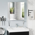 Kleankin - Armoire à pharmacie murale avec miroir - 28 po l x 24 po P - blanc-Miroir extérieur pour une meilleure préparation du maquillage ou du rasage du matin 