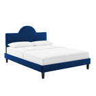 Modway - Soleil Performance Velvet Lit King, Marine-Pieds en bois noir effilés