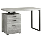 Monarch Specialties - 7409 Bureau 48 po L - Faux Bois Gris/Metal Noir-Un bureau d'ordinateur moderne de 48 pouces de long dans un style moderne, avec une configuration réversible pour une installation à gauche ou à droite, parfait pour créer un espace de travail fonctionnel dans votre bureau à domicile.