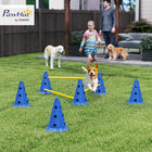 PawHut - Ensemble de cônes d’agilité pour chien portable, avec 6 cônes et 6 barres, sac de transport - bleu-Améliore la concentration, la forme physique et la coordination 