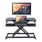 Rocelco - S'asseoir pour se tenir debout surélevé de bureau à hauteur réglable avec plateau à clavier à dégagement rapide - noir-Plateau de clavier fixe pleine taille de 29 po x 10 po