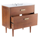 Modway - Cassia 36" Vanette de salle de bain - Blanc naturel-Trous de robinet centraux 8"