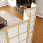 HOMCOM - Cloison de séparation autoportante à 4 panneaux pour chambre - naturel et blanc-Dimensions totales : 63 po l x 66,9 po H x 0,7 po P (160 x 170 x 1,7 cm)  
