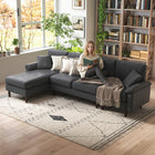 HOMCOM - canapé sectionnel avec méridienne - gris foncé-Coussin d'assise avec un ensemble de ressorts et une mousse haute densité à l'intérieur pour un confort d'assise moelleux 