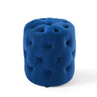 Modway - Amour Ronde à boutons touffés Performance Velvet Ottoman - Marine-Rembourrage en mousse dense