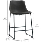 HOMCOM - Tabourets de bar hauteur comptoir avec dossier - brun foncé - paquet de 2-Nettoyage facile avec un simple coup de chiffon humide 
