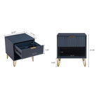 Manhattan Comfort - Dumbo table de chevet moderne 1 tiroir et commode 3 tiroirs - bleu minuit - ensemble de 2-Pieds en métal doré élégants évasés ajoutant un design mode sans couture et de la durabilité Hauteur des pieds : 18,6 cm
