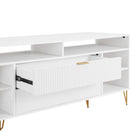 Manhattan Comfort - Meuble TV moderne DUMBO 62,99 po - Blanc-Comprend 2 ouvertures pour la gestion des câbles et des médias