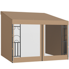 Outsunny - Pergola gazebo mural 10 pi l x 10 pi L avec rideaux et moustiquaires - kaki-Fixé au mur, apporte l'intérieur à l'extérieur