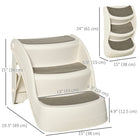 PawHut - Escalier pliable pour animaux 3 marches pour petits avec marches antidérapantes - crème-Pieds antidérapants, marches recouvertes de moquette pour plus de protection et de confort 