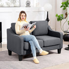 HOMCOM - Canapé loveseat avec ressorts ensachés - gris charbon-Coussins extra-épais pour un confort accru 