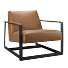 Modway - Seg Cuir végane Chaise d’accent - Tan-Fauteuil moderne pour la réception des invités