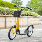 Aosom - Trottinette pour enfants et adolescents avec guidon réglable, 2 freins, panier - orange-Cadre en acier pour une structure solide et robuste, équipé d’un guidon réglable 