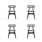 Manhattan Comfort - Lot de 4 chaises de salle à manger Colbert 44,5 cm style industriel chic, rembourrées, noir et gris-Chaise de salle à manger moderne style industriel chic en rotin parfaite pour la salle à manger lot de 4
