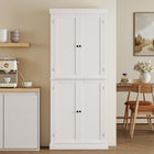 HOMCOM - Armoire de cuisine autoportante à 4 portes - blanc-La surface recouverte de mélamine est résistante aux rayures et facile à nettoyer 