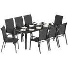 Outsunny - ensemble de salle à manger de patio 9 pièces, table de patio et chaises empilables - noir-Ensemble de cinq pièces : comprend quatre chaises et une table ronde