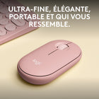 Logitech - Pebble Mouse 2 M350s fine sans fil Bluetooth, portable, légère, boutons personnalisables - Rose-Sortez de l’ordinaire, soyez nomade: la souris Pebble Mouse 2 M350s en plastique recyclé présente un design rond et minimaliste. Elle est fine, légère et portable
