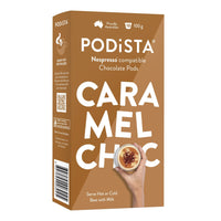 PODiSTA - Chocolat caramel - Compatibles Nespresso originales - paquet de 60-Chocolat chaud infusé au caramel, riche et crémeux. Pour une texture encore plus crémeuse, infuser un shot et ajoutez du lait cuit à la vapeur ou moussé.