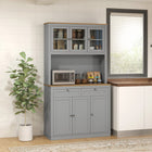 HOMCOM - Armoire de garde-manger 71 po avec espace pour micro-ondes et vaisselier - gris-Large plan de travail avec trou pour câble pour l’utilisation d’appareils électroménagers 