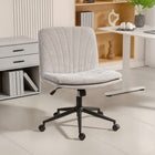 HOMCOM - Fauteuil de bureau large sans accoudoirs à roulettes motif croisé - beige-Mousse haute densité et haute résilience avec rembourrage double couche pour un soutien et un confort optimal 
