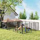 PawHut - Chenil pour chien d’extérieur robuste avec 2 pièces - 13,5 pi x 9,5 pi x 5 pi-Tissu enduit de PVC protège de l'eau et des dommages causés par le soleil 