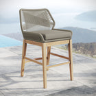 Modway - Wellspring Terrasse extérieure Teck et corde Tabouret de comptoir - Greige gris clair-Cadre de siège en aluminium