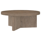 Hudson&Canal - Table basse ron Holm 91 cm de largeur - Chêne gris vieilli-Le plateau de table a une capacité de poids de 60 lb