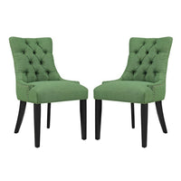 Modway - Regent Tissu Fauteuil d’appoint de salle à manger Ensemble de 2 - Vert-Cadre en bois massif