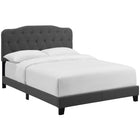 Modway - Amelia Tissu rembourré Lit King, Gris-Tête de lit capitonnée à boutons rembourrés