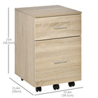 Vinsetto - Caisson mobile 2 tiroirs pour dossiers Letter/A4 avec roulettes - naturel-Le grand tiroir du bas peut accueillir des lettres horizontalement ou des documents format A4 verticalement 
