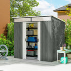 Outsunny - abri de jardin extérieur 6,5 pi x 4 pi avec kit de fondation - gris clair-2 crochets supplémentaires inclus
