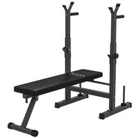 Soozier - Banc de musculation réglable, noir-Base en acier en forme de H plus stable et banc d'entraînement extra-épais pour former une structure stable 
